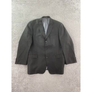 Hugo Boss Suit Jacket Mens 44 R Black Linen Solid Rosselini US Designer Solbiati